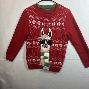 33‎ Degrees Sweater Youth XL  Red Christmas Acrylic Long Sleeve Round Neck